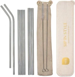 VESI Stainless Steel Straw 8 Pcs, Sandy Beach