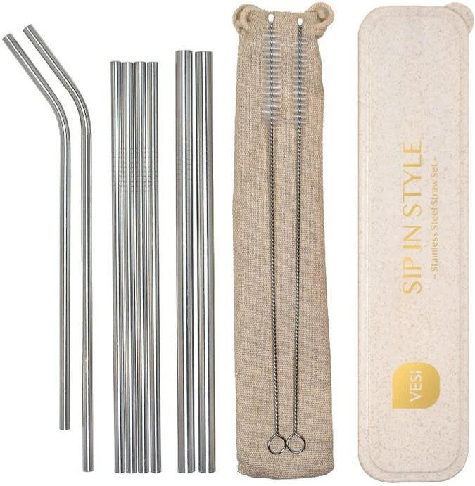 VESI Stainless Steel Straw 8 Pcs, Sandy Beach 1 VESI Stainless Steel Straw 8 Pcs, Sandy Beach