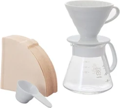 Hario V60-02 Ceramic Dripper Set 600 Ml, White