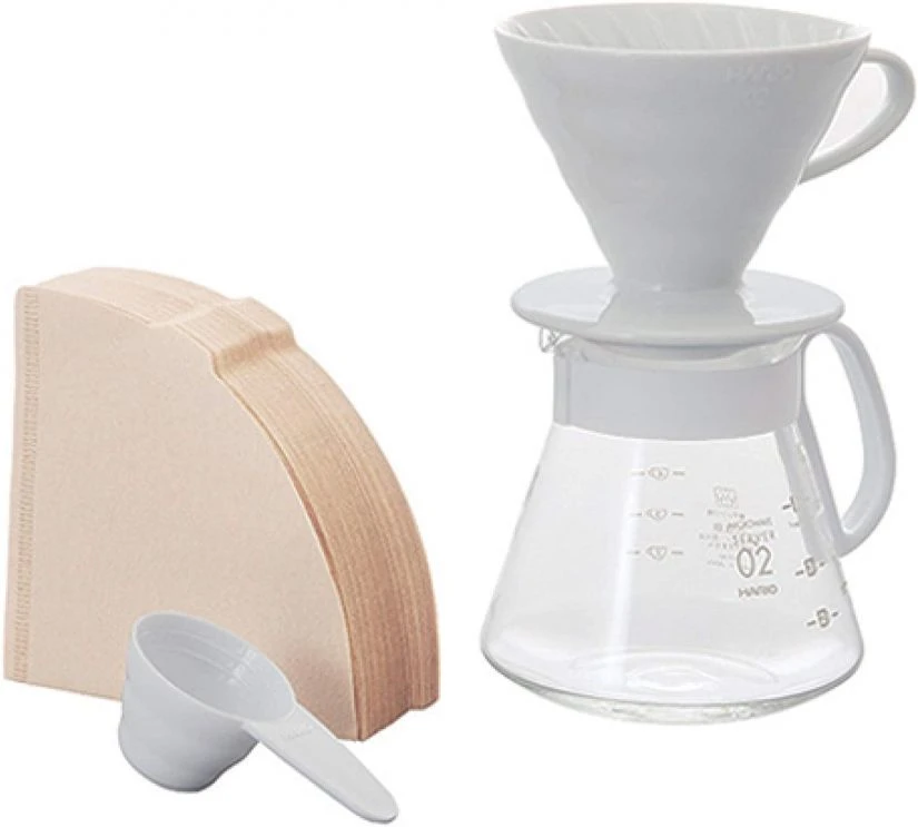 Hario V60-02 Ceramic Dripper Set 600 Ml, White 1 Hario V60-02 Ceramic Dripper Set 600 Ml, White