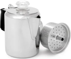 GSI Outdoors Glacier Stainless Percolator With Silicon Handle